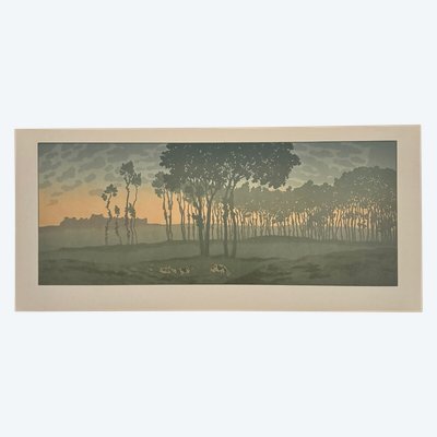Lithographie par Henri Rivière La Féérie des Heures - L'Aube
