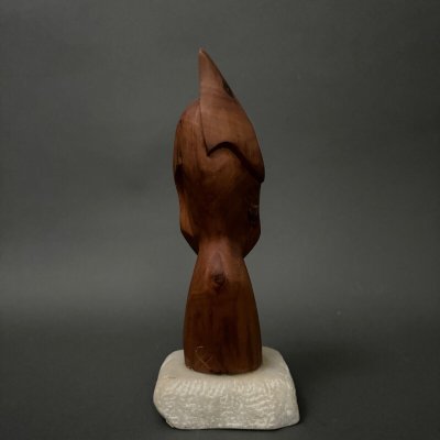 Portrait of a warrior in carved wood by Calin Hentea XXth 1995