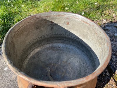 Marmite Ancienne en Cuivre, XIXe siècle – Intérieur Étain, Anses en Fer Forgé