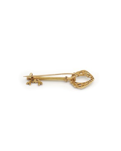 Broche clef Art Nouveau en or 18 karats et émail, or émaillé, Bijou Art Nouveau, bijou ancien 