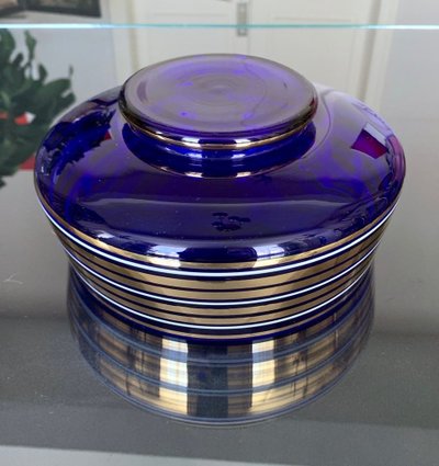 Decorative Bowl in Ultramarine Blue and Fine Gold Glass - Vintage