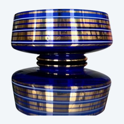 Decorative Bowl in Ultramarine Blue and Fine Gold Glass - Vintage