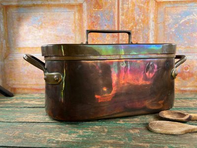 Marmite Ancienne en Cuivre avec Couvercle – Travail Artisanal – Certificat d’Authenticité