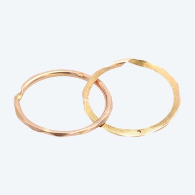 Alliance double jumelles biseautée en or 18k, alliance ancienne, alliance jumelée, bijou ancien
