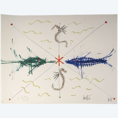 Lithographie par Raymond MORETTI et Jean COCTEAU