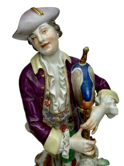 Meissen - Porcelain figure of a shepherd with bagpipes