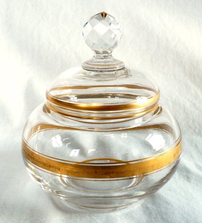 Zuccheriera Napoleone III in cristallo Baccarat impreziosita da oro fino - fine XIX secolo