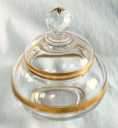 Zuccheriera Napoleone III in cristallo Baccarat impreziosita da oro fino - fine XIX secolo