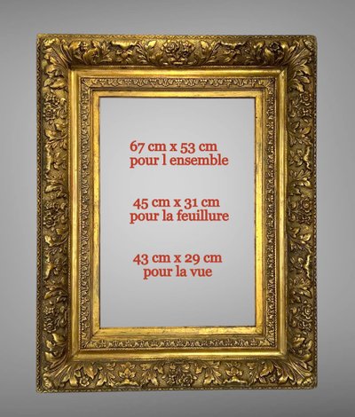 ANTIQUE LOUIS XVI STYLE WOODEN AND GILDED STUCCO FRAME FOR PAINTING 45 CM X 31 CM