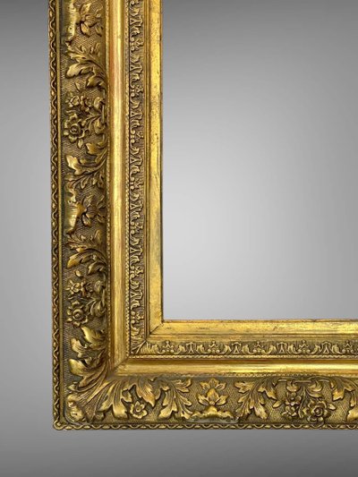 ANTIQUE LOUIS XVI STYLE WOODEN AND GILDED STUCCO FRAME FOR PAINTING 45 CM X 31 CM