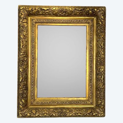 ANTIQUE LOUIS XVI STYLE WOODEN AND GILDED STUCCO FRAME FOR PAINTING 45 CM X 31 CM