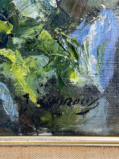 TABLEAU / PEINTURE / HUILE SUR TOILE REPRÉSENTANT UN BOUQUET DE FLEURS ENCADRÉ