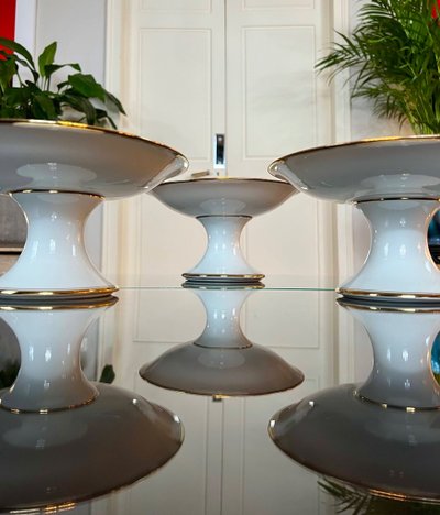 3 Compotiers En Porcelaine De Limoges - Décor Filets Or fin