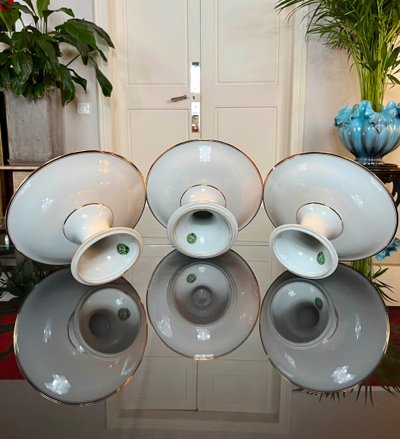 3 Compotiers En Porcelaine De Limoges - Décor Filets Or fin