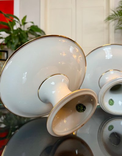3 Compotiers En Porcelaine De Limoges - Décor Filets Or fin