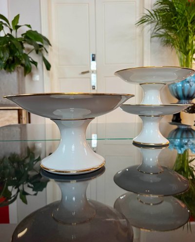 3 Compotiers En Porcelaine De Limoges - Décor Filets Or fin