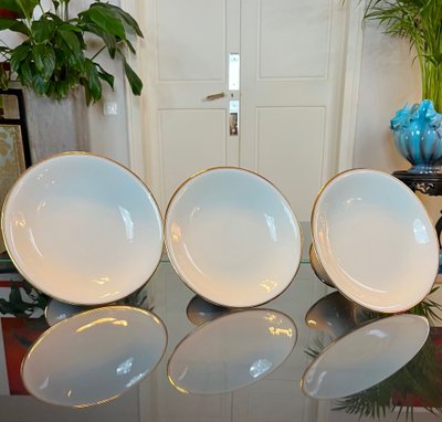 3 Compotiers En Porcelaine De Limoges - Décor Filets Or fin