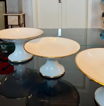 3 Compotiers En Porcelaine De Limoges - Décor Filets Or fin