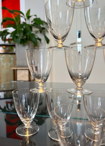 Crystal Port Glass Set - Art Déco