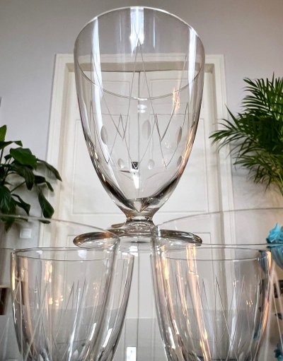 Crystal Port Glass Set - Art Déco