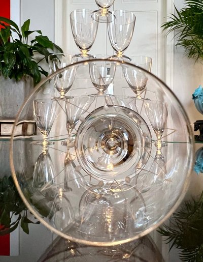 Crystal Port Glass Set - Art Déco