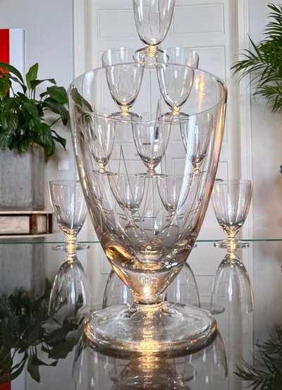 Crystal Port Glass Set - Art Déco