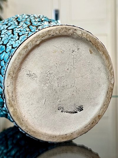 Vallauris Vintage Ceramic Vase - Blue Black