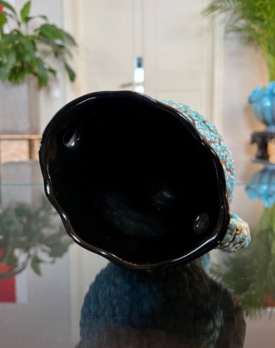 Vallauris Vintage Ceramic Vase - Blue Black