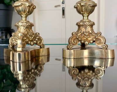 Pair Of Bronze Candlesticks - 19th Century