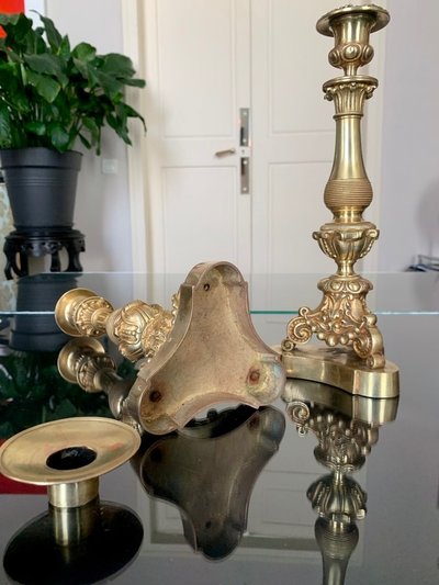 Pair Of Bronze Candlesticks - 19th Century