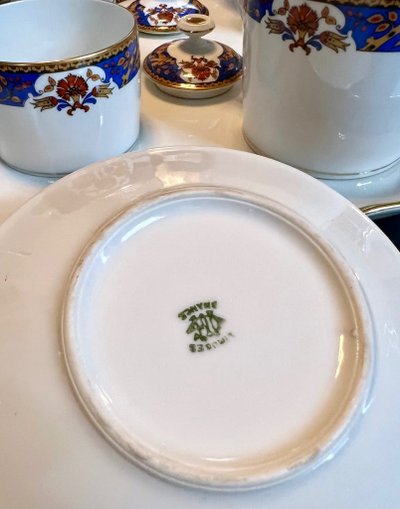 Servizio da tè vintage - Solitaire En Porcelaine - Vassoio con teiera Zuccheriera Tazza con panna