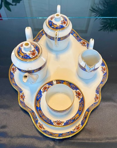 Servizio da tè vintage - Solitaire En Porcelaine - Vassoio con teiera Zuccheriera Tazza con panna