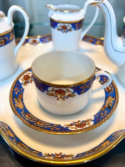 Servizio da tè vintage - Solitaire En Porcelaine - Vassoio con teiera Zuccheriera Tazza con panna
