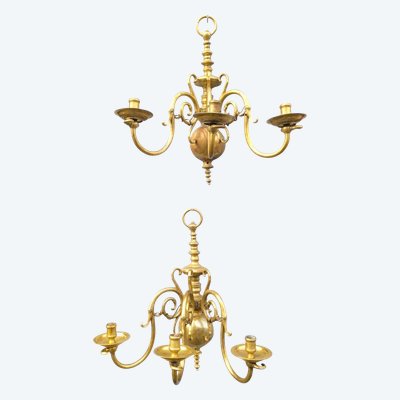 Paire d'Appliques "hollandaises" En Bronze, XIXème Siècle