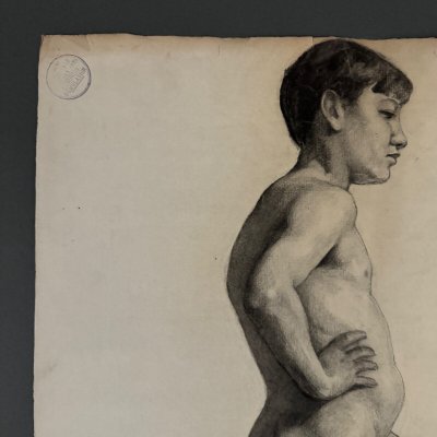 Kohlezeichnung Berger-Lheureux bekannt als Biloul akademischen Akt 20. Schöne Kunst