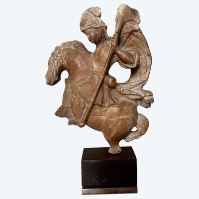 Scultura in alabastro di San Giorgio che uccide il drago, XVII secolo