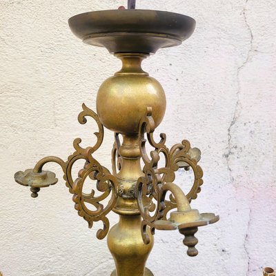 Lampadario in bronzo "olandese", inizio XX secolo