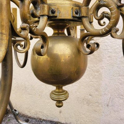 Lampadario in bronzo "olandese", inizio XX secolo