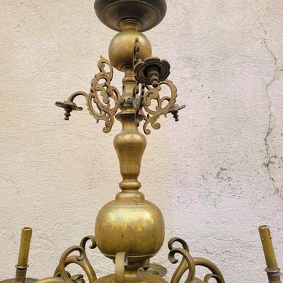 Lampadario in bronzo "olandese", inizio XX secolo