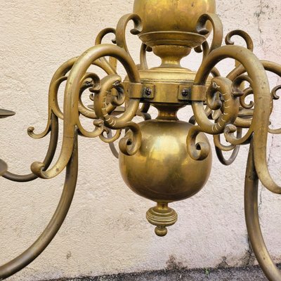 Lampadario in bronzo "olandese", inizio XX secolo