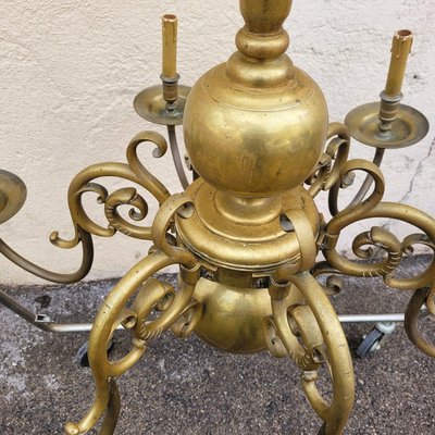 Lampadario in bronzo "olandese", inizio XX secolo