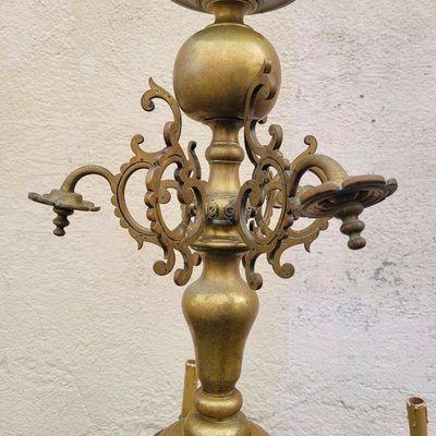 Lampadario in bronzo "olandese", inizio XX secolo