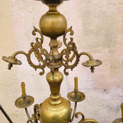 Lampadario in bronzo "olandese", inizio XX secolo
