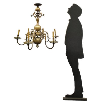 Lampadario in bronzo "olandese", inizio XX secolo
