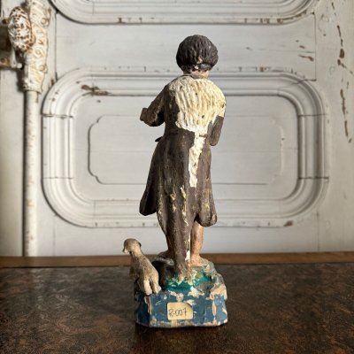 Statuette représentant un sujet religieux XVIIIe bois polychrome