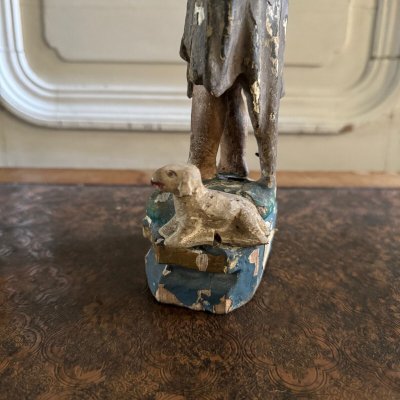 Statuette représentant un sujet religieux XVIIIe bois polychrome