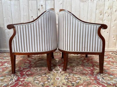 Paire de fauteuils bergères gondoles Bidermeier / Art Déco 