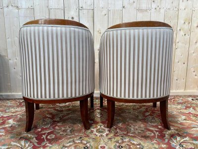 Paire de fauteuils bergères gondoles Bidermeier / Art Déco 