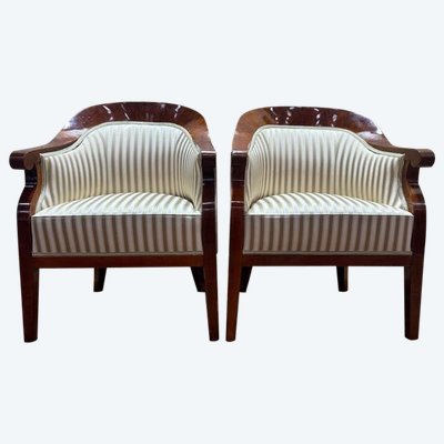 Paire de fauteuils bergères gondoles Bidermeier / Art Déco 