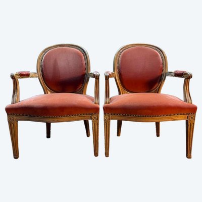 Paire de fauteuils Louis XVI 